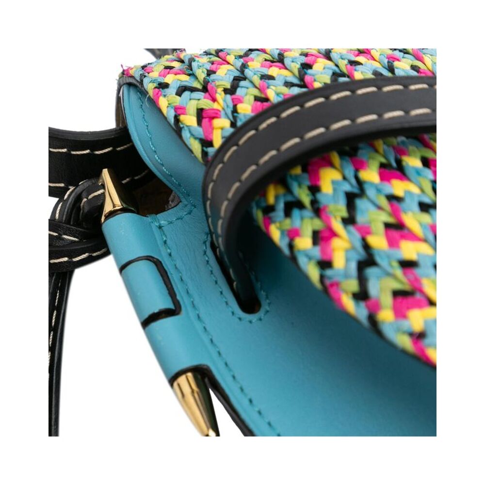 Pre Loved LOEWE Small Raffia and Calfskin Gate Crossbody Women Blue Crossbody - Picture 8 of 8